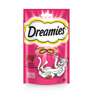 Лакомство Dreamies 60г для кошек с говядиной