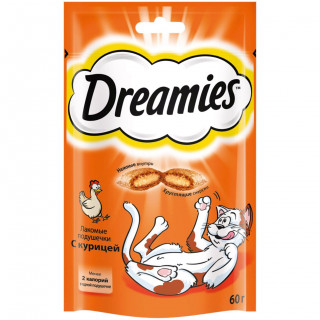 Лакомство Dreamies 60г для кошек с курицей