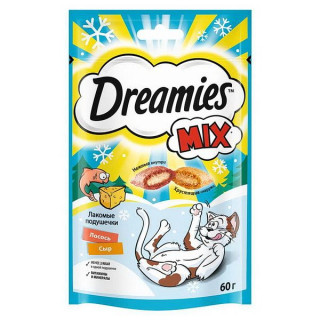 Лакомство Dreamies 60г для кошек микс лосось сыр