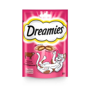 Лакомство Dreamies 30г для кошек с говядиной