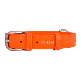 Ошейник кожа CoLLaR GLAMOUR без украшений 35мм/46-60см оранжевый