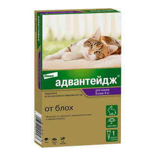 Капли от блох АДВАНТЕЙДЖ 40 для кошек вес до 4кг (1пип) Bayer