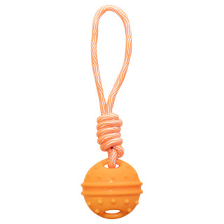 Игрушка для собак из термопластичной резины Апельсин с веревкой d77/290мм, Triol