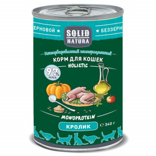 Solid Natura Holistic 340г влажный для кошек Кролик