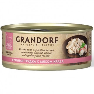 Grandorf консервы 70г~6 для кошек Куриная грудка с мясом краба