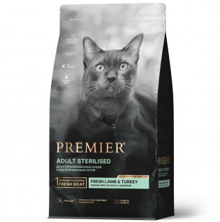 Premier Cat Lamb&Turkey STERILISED 400г для стерилизованных кошек ягненок индейка