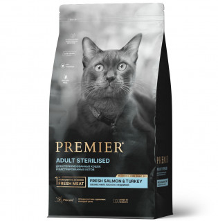 Premier Cat Salmon&Turkey STERILISED 400г для стерилизованных кошек лосось индейка