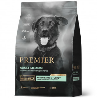 Premier Dog Lamb&Turkey ADULT Medium 1кг для средних собак мясо ягненка