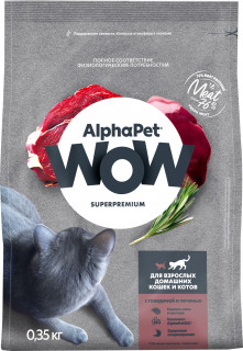 AlphaPet WOW 350г для кошек c говядиной и печенью