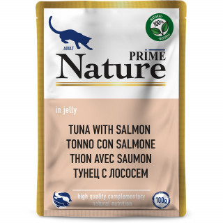 PRIME NATURE пауч 100г для кошек Тунец в лососем в желе /24