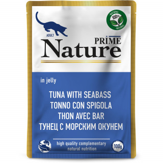 PRIME NATURE пауч 100г для кошек Тунец с морским окунем в желе /24