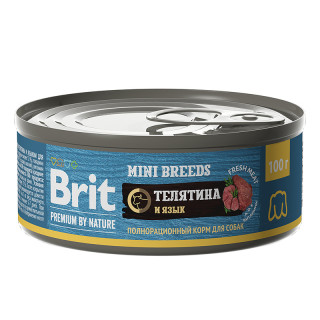 Brit Premium by Nature консервы 100г для мелких собак с телятиной и языком