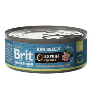 Brit Premium by Nature консервы 100г для мелких собак с курицей и цукини