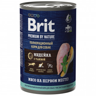 Brit Premium by Nature консервы 410г индейка с тыквой для собак проблемы пищеварения