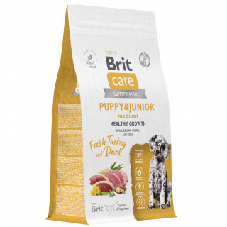 Brit Care Puppy&Junior M Healthy сухой 1,5кг для щенков средних пород индейка/утка