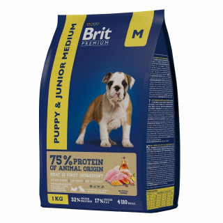 Brit Premium Puppy&Junior Medium 1кг для щенков средних пород с курицей