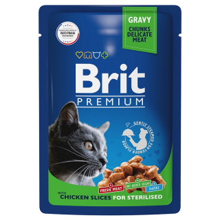 Brit Premium пауч 85г для стерилизованных кошек цыпленок в соусе