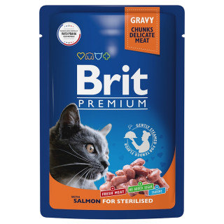 Brit Premium пауч 85г для стерилизованных кошек лосось в соусе