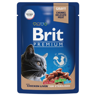 Brit Premium пауч 85г для стерилизованных кошек куриная печень в соусе 85г