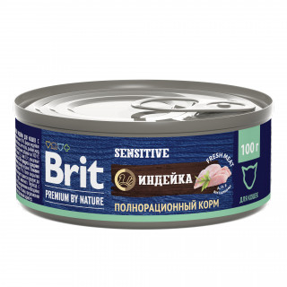 Brit Premium by Nature 100г для кошек с чувствительным пищеварением с мясом индейк