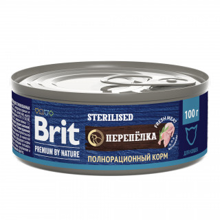 Brit Premium by Nature 100г для кошек стерилизованных с мясом перепёлки