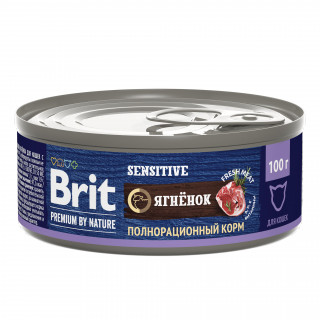 Brit Premium by Nature 100г для кошек с чувствительным пищеварением с мясом ягнёнк