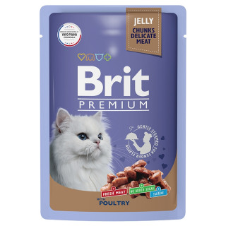 Brit Premium пауч 85г для кошек мясное ассорти из птицы в желе 5050130