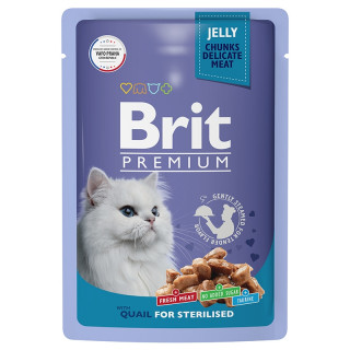Brit Premium пауч 85г для кошек стерилизованных перепелка в желе 5050215