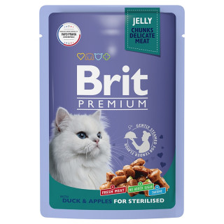 Brit Premium пауч 85г для кошек стерилизованных утка с яблоками в желе 5050208