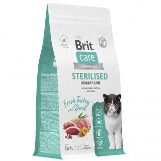 Brit Care Sterilised Urinary Care сухой 1,5кг для стерилизованных кошек индейка/утка