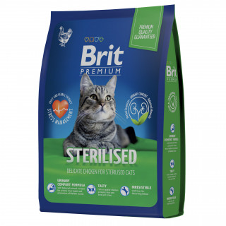 Brit Premium Sterilised Chicken 2кг для стерилизованных кошек с курицей