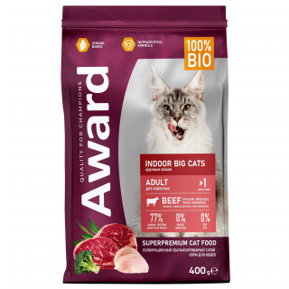 AWARD Indoor Big Cats 400г для кошек крупных пород с говядиной и курицей