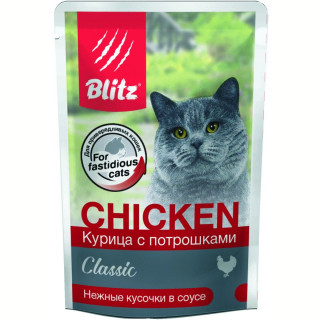 BLITZ Classic CHIKEN пауч 85г~24 Курица с потрошками в соусе для кошек