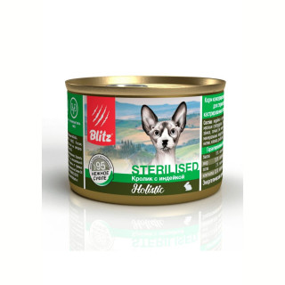 BLITZ Holistic STERILISED консервы 200г~24 Кролик с индейкой суфле для стер кошек