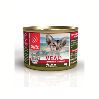 BLITZ Holistic VEAL консервы 200г~24 Телятина с почками паштет для кошек