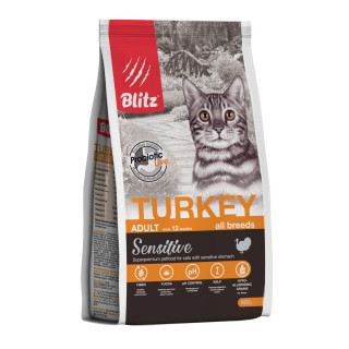 BLITZ Sensitive Cat Turkey сухой 400г Индейка для кошек