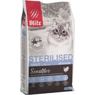 BLITZ Sensitive Cat Turkey Sterilised сухой 2кг Индейка для стерилизованных кошек