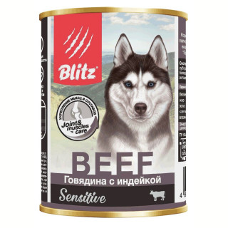 BLITZ Sensitive BEEF консервы 400г24 Говядина с индейкой для собак