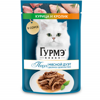 ГУРМЭ Перл Соус пауч 75г~26 для кошек Кролик Курица