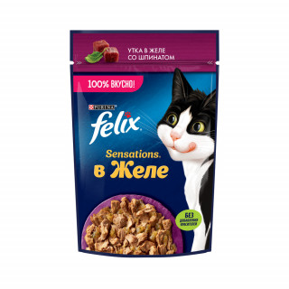 Феликс Felix Sensations в желе 75г~26 для кошек утка/шпинат