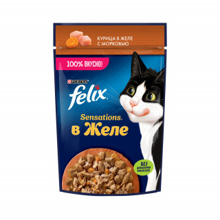 Феликс Felix Sensations в желе 75г~26 для кошек курица/морковь