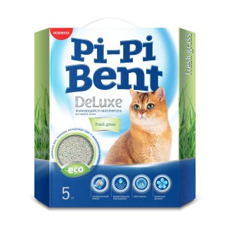 Наполнитель Pi-Pi-Bent 5кг/12л Deluxe FRESH GRASS комкующийся (коробка) 1/4