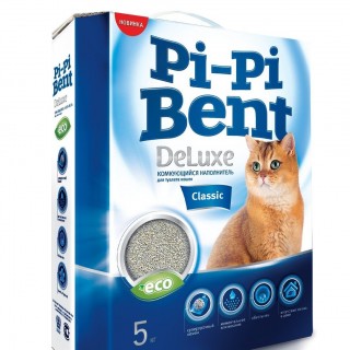 Наполнитель Pi-Pi-Bent 5кг/12л Deluxe CLASSIC комкующийся (коробка) 1/4