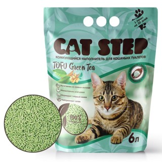 Наполнитель Cat Step Tofu Green Tea 6л/2,7кг Тофу растительный комкующийся 1/6