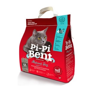 Наполнитель Pi-Pi-Bent 12л/5кг Морской Бриз комкующийся 1/4