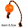 Мяч с канатом средний d8,5см Doglike оранжевый-черный-черный D-3925