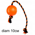 Мяч с канатом большой d10см Doglike оранжевый-черный-черный D-3926