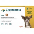 -Препарат Симпарика для собак 1,3-2,5кг (5мг) таблетки от блох клещей 1/3 ШТУЧНО