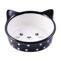 Миска керамическая Mr.Kranch для кошек Мордочка кошки 250 мл черная в горошек (320