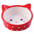 Миска керамическая для кошек 0,25л Мордочка кошки красная в горошек КерамикАрт